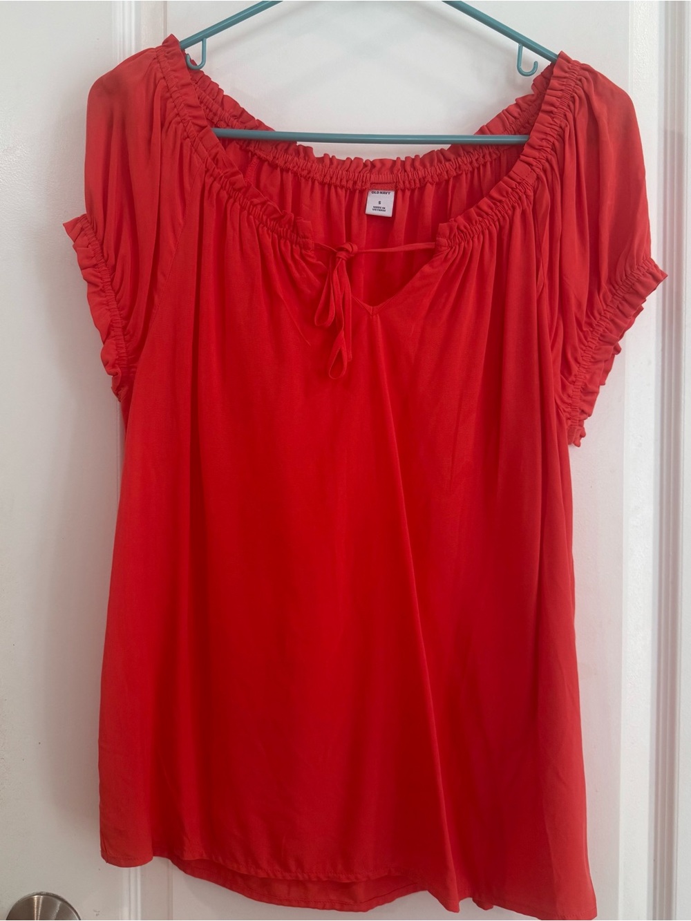 Old Navy Red Peasant-Style Short Sleeve Blouse
